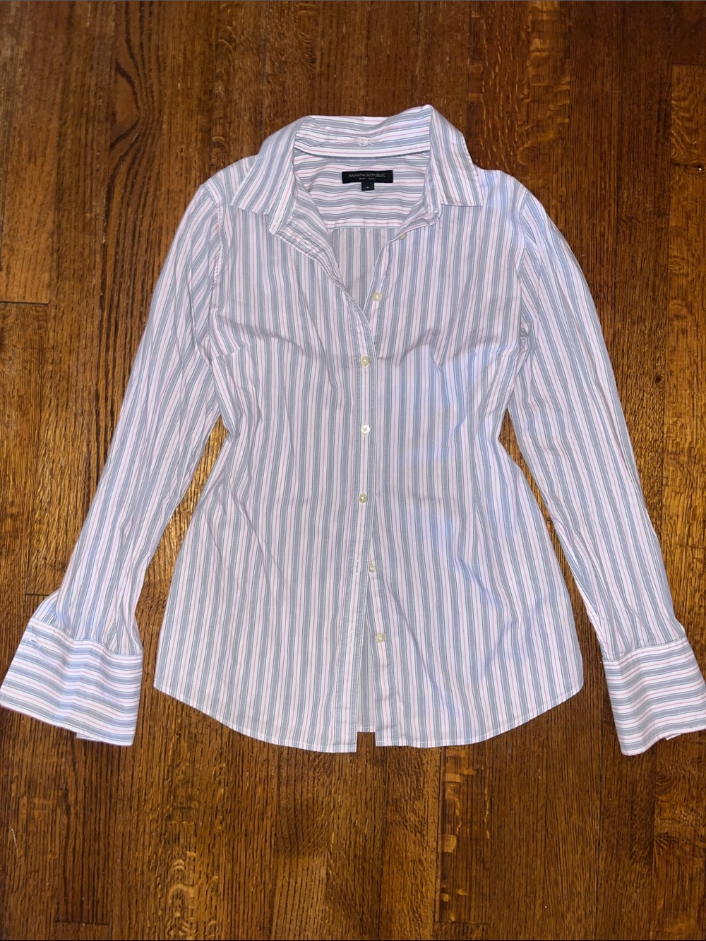 Banana Republic | Striped Button-Down Shirt in Light Blue & Pink